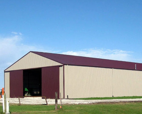 exterior of a pole barn in rural iowa